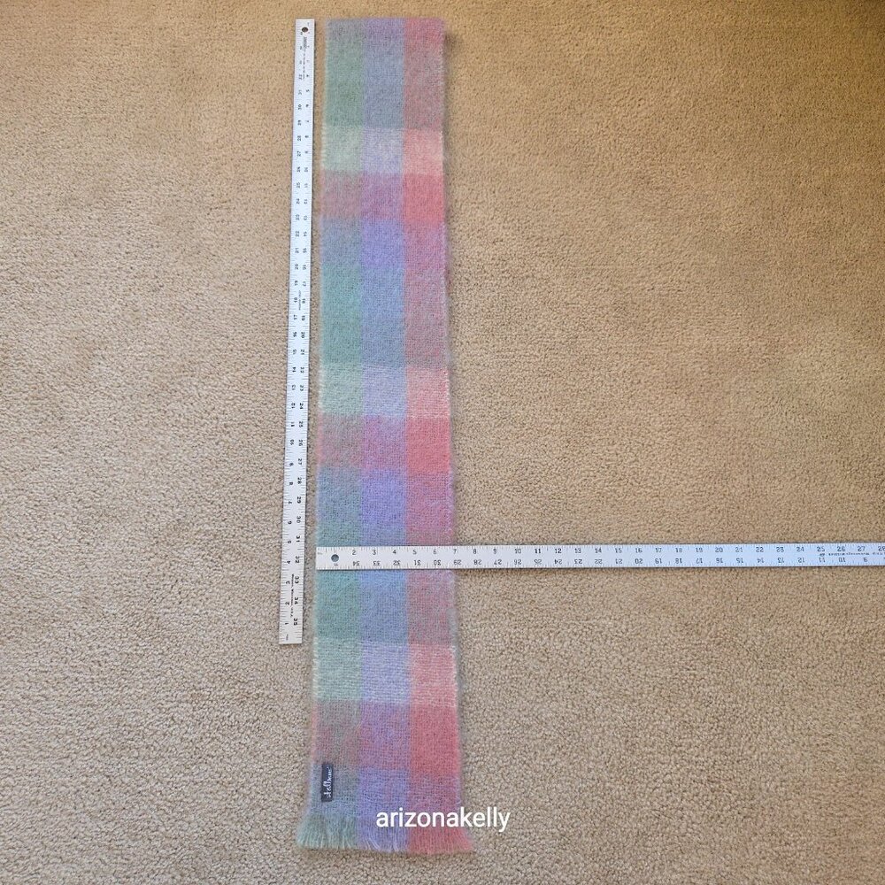 NWOT Mohair Scarf Pastel Plaid Pink Lavender St. Albans Australia - Picture 11 of 15